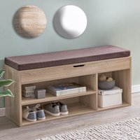 FineBuy Schuhbank mit Sitzfläche Garderoben-Bank Holz 104x51x32 cm, Holzbank klein gepolstert, Sitzbank schmal Flur mit Stauraum, Truhenbank Schuhtruhe Flurmöbel | Farbe: Grau FineBuy Schuhbank mit Sitzfläche Garderoben-Bank Holz 104x51x32 cm, Holzbank klein gepolstert, Sitzbank schmal Flur mit Stauraum, Truhenbank Schuhtruhe Flurmöbel | Farbe: Grau
