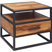 FineBuy Nachtkonsole Sheesham Massivholz mit Schublade & Ablage – Nachttisch im Industrial Design - Nachtkästchen handgefertigt fürs Schlafzimmer 50x45x45 cm | Farbe: Braun FineBuy Nachtkonsole Sheesham Massivholz mit Schublade & Ablage – Nachttisch im Industrial Design - Nachtkästchen handgefertigt fürs Schlafzimmer 50x45x45 cm | Farbe: Braun
