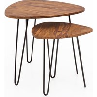 FineBuy Design Satztisch FB51455 Sheesham Metall Beistelltisch 2er Set klein, Couchtisch Set 2 Holz Tische, Massivholz Wohnzimmertisch Metallgestell, Schmaler Sofatisch Ablagetisch | Farbe: Braun FineBuy Design Satztisch FB51455 Sheesham Metall Beistelltisch 2er Set klein, Couchtisch Set 2 Holz Tische, Massivholz Wohnzimmertisch Metallgestell, Schmaler Sofatisch Ablagetisch | Farbe: Braun