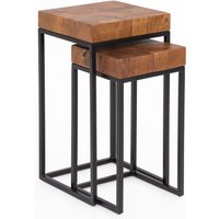 FineBuy Design Satztisch FB51457 Sheesham Metall Beistelltisch 2er Set klein, Couchtisch Set 2 Holz Tische, Massivholz Wohnzimmertisch Metallgestell, Schmaler Sofatisch Ablagetisch | Farbe: Braun FineBuy Design Satztisch FB51457 Sheesham Metall Beistelltisch 2er Set klein, Couchtisch Set 2 Holz Tische, Massivholz Wohnzimmertisch Metallgestell, Schmaler Sofatisch Ablagetisch | Farbe: Braun