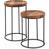 FineBuy Design Satztisch FB51458 Sheesham Metall Beistelltisch 2er Set klein, Couchtisch Set 2 Holz Tische, Massivholz Wohnzimmertisch Metallgestell, Schmaler Sofatisch Ablagetisch | Farbe: Braun FineBuy Design Satztisch FB51458 Sheesham Metall Beistelltisch 2er Set klein, Couchtisch Set 2 Holz Tische, Massivholz Wohnzimmertisch Metallgestell, Schmaler Sofatisch Ablagetisch | Farbe: Braun