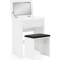 FineBuy Schminktisch FB51641 60x81x40 cm Weiß Konsolentisch Holz Modern, Kosmetiktisch mit Hocker und Spiegel, Weißer Frisiertisch mit Klappfach, Moderner Make-Up-Tisch Mädchen Groß | Farbe: Weiß FineBuy Schminktisch FB51641 60x81x40 cm Weiß Konsolentisch Holz Modern, Kosmetiktisch mit Hocker und Spiegel, Weißer Frisiertisch mit Klappfach, Moderner Make-Up-Tisch Mädchen Groß | Farbe: Weiß