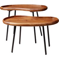 Finebuy Couchtisch Set FB52620 Sheesham Massiv Satztisch Nierenform mit Metallbeinen, Wohnzimmertische Massivholz, Kleine Nierentische Echtholz, Stubentische Holz, Beistelltisch-Set Modern | Farbe: Braun Finebuy Couchtisch Set FB52620 Sheesham Massiv Satztisch Nierenform mit Metallbeinen, Wohnzimmertische Massivholz, Kleine Nierentische Echtholz, Stubentische Holz, Beistelltisch-Set Modern | Farbe: Braun