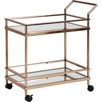 FineBuy Design Servierwagen Dunkles Gold 2 Ebenen mit Bremsen, Beistelltisch auf Rollen, Speisewagen mit Glasplatte, Küchenwagen, Teewagen | Farbe: Gold FineBuy Design Servierwagen Dunkles Gold 2 Ebenen mit Bremsen, Beistelltisch auf Rollen, Speisewagen mit Glasplatte, Küchenwagen, Teewagen | Farbe: Gold