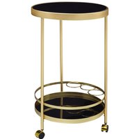 FineBuy Design Servierwagen Gold Rund Ø 45cm 2 Ebenen, Beistelltisch auf Rollen mit Glasplatte Schwarz Speisewagen, Küchenwagen, Teewagen | Farbe: Gold FineBuy Design Servierwagen Gold Rund Ø 45cm 2 Ebenen, Beistelltisch auf Rollen mit Glasplatte Schwarz Speisewagen, Küchenwagen, Teewagen | Farbe: Gold