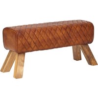 FineBuy Design Sitzbank Turnbock 90cm Cognac gesteppt Echtleder Mangoholz Retro Sitzhocker, Lederhocker mit Holzbeinen Sprinbock Hocker Garderobenbank | Farbe: Braun FineBuy Design Sitzbank Turnbock 90cm Cognac gesteppt Echtleder Mangoholz Retro Sitzhocker, Lederhocker mit Holzbeinen Sprinbock Hocker Garderobenbank | Farbe: Braun