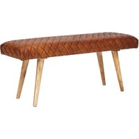 FineBuy gepolsterte Sitzbank 115 cm Massivholz Echtleder Braun – Retro Polsterbank für Garderobe Schlafzimmer & Wohnzimmer – Garderobenbank Eingangsbereich | Farbe: Braun FineBuy gepolsterte Sitzbank 115 cm Massivholz Echtleder Braun – Retro Polsterbank für Garderobe Schlafzimmer & Wohnzimmer – Garderobenbank Eingangsbereich | Farbe: Braun