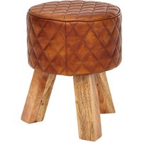 FineBuy Sitzhocker Echtleder / Massivholz 35x46x35 cm Modern Fußhocker Rund, Turnbock Lederhocker Braun, Kleiner Hocker Gepolstert, Holzhocker mit Leder-Bezug | Farbe: Braun FineBuy Sitzhocker Echtleder / Massivholz 35x46x35 cm Modern Fußhocker Rund, Turnbock Lederhocker Braun, Kleiner Hocker Gepolstert, Holzhocker mit Leder-Bezug | Farbe: Braun