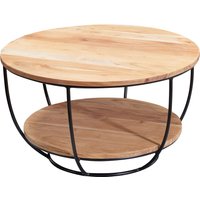 FineBuy Couchtisch Akazie Massivholz rund 60 cm · Wohnzimmertisch mit Ablage · Handgefertigt · Metallgestell in Schwarz · Moderner Industrial Design Sofatisch | Farbe: Braun FineBuy Couchtisch Akazie Massivholz rund 60 cm · Wohnzimmertisch mit Ablage · Handgefertigt · Metallgestell in Schwarz · Moderner Industrial Design Sofatisch | Farbe: Braun