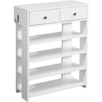 FineBuy Design Schuhregal 60 x 79 x 24 cm Flurregal Weiß, Regal mit zwei Schubladen, Hohes Standregal mit 4 Fächern | Farbe: Weiß FineBuy Design Schuhregal 60 x 79 x 24 cm Flurregal Weiß, Regal mit zwei Schubladen, Hohes Standregal mit 4 Fächern | Farbe: Weiß
