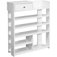 FineBuy Design Schuhregal 75 x 92,5 x 24 cm Flurregal Weiß, Hohes Standregal mit 7 Fächern, Regal mit Schublade | Farbe: Weiß FineBuy Design Schuhregal 75 x 92,5 x 24 cm Flurregal Weiß, Hohes Standregal mit 7 Fächern, Regal mit Schublade | Farbe: Weiß