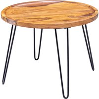 FineBuy Couchtisch Sheesham Massivholz rund Ø 60 cm – Wohnzimmertisch mit Metallbeinen im Retro Design – Handgefertigter Holztisch mit Ablagekante – 45 cm hoch | Farbe: Braun FineBuy Couchtisch Sheesham Massivholz rund Ø 60 cm – Wohnzimmertisch mit Metallbeinen im Retro Design – Handgefertigter Holztisch mit Ablagekante – 45 cm hoch | Farbe: Braun