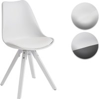 Finebuy 2er Set Retro Esszimmerstuhl mit weißen Beinen, Polsterstuhl Skandinavisch Rückenlehne, Küchenstuhl Kunstleder gepolstert | Farbe: Weiß Finebuy 2er Set Retro Esszimmerstuhl mit weißen Beinen, Polsterstuhl Skandinavisch Rückenlehne, Küchenstuhl Kunstleder gepolstert | Farbe: Weiß