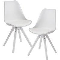 Finebuy 2er Set Retro Esszimmerstuhl mit weißen Beinen, Polsterstuhl Skandinavisch Rückenlehne, Küchenstuhl Kunstleder gepolstert | Farbe: Weiß Finebuy 2er Set Retro Esszimmerstuhl mit weißen Beinen, Polsterstuhl Skandinavisch Rückenlehne, Küchenstuhl Kunstleder gepolstert | Farbe: Weiß