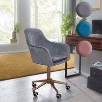 FineBuy Design Schreibtischstuhl mit Rollen – Samt Bezug gepolstert | Bürostuhl höhenverstellbar & drehbar | Sessel Drehstuhl | Farbe: Grau FineBuy Design Schreibtischstuhl mit Rollen – Samt Bezug gepolstert | Bürostuhl höhenverstellbar & drehbar | Sessel Drehstuhl | Farbe: Grau