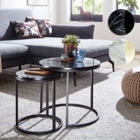 FineBuy Design Beistelltisch 2er Set Marmor Optik Rund, Couchtisch 2-teilig Tischgestell Metall, Kleine Wohnzimmertische, Moderne Satztische | Farbe: Weiß FineBuy Design Beistelltisch 2er Set Marmor Optik Rund, Couchtisch 2-teilig Tischgestell Metall, Kleine Wohnzimmertische, Moderne Satztische | Farbe: Weiß
