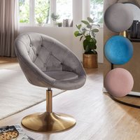 FineBuy Loungesessel Samt Design Drehstuhl, Clubsessel Polsterstuhl mit Rückenlehne, Drehsessel Cocktailsessel Lounge, Sessel mit Stoffbezug | Farbe: Grau FineBuy Loungesessel Samt Design Drehstuhl, Clubsessel Polsterstuhl mit Rückenlehne, Drehsessel Cocktailsessel Lounge, Sessel mit Stoffbezug | Farbe: Grau