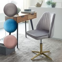 FineBuy Schreibtischstuhl Samt Design Drehstuhl mit Lehne, Schalenstuhl 120 kg Höhenverstellbar, Arbeitsstuhl ohne Rollen, Stuhl Schreibtisch Home-Office Drehbar | Farbe: Blau FineBuy Schreibtischstuhl Samt Design Drehstuhl mit Lehne, Schalenstuhl 120 kg Höhenverstellbar, Arbeitsstuhl ohne Rollen, Stuhl Schreibtisch Home-Office Drehbar | Farbe: Blau