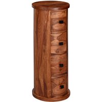 FineBuy Design Sideboard Sheesham Massivholz Ø 35 cm, Schränkchen mit Schubladen, Schmaler Beistellschrank Massiv, Mini Kommode Rund | Farbe: Braun FineBuy Design Sideboard Sheesham Massivholz Ø 35 cm, Schränkchen mit Schubladen, Schmaler Beistellschrank Massiv, Mini Kommode Rund | Farbe: Braun