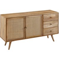 FineBuy Sideboard Mango Massivholz 140 cm 2 Türen & 3 Schubladen – Massive Retro Kommode mit Wiener Geflecht – Design Natur Anrichte – Handmade | Farbe: Braun FineBuy Sideboard Mango Massivholz 140 cm 2 Türen & 3 Schubladen – Massive Retro Kommode mit Wiener Geflecht – Design Natur Anrichte – Handmade | Farbe: Braun