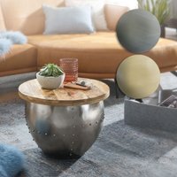 FineBuy Couchtisch Mango Massivholz / Metall 60x43x60 cm Industrial Style Rund, Design Wohnzimmertisch mit Stauraum, Moderner Loungetisch Sofatisch | Farbe: Silber FineBuy Couchtisch Mango Massivholz / Metall 60x43x60 cm Industrial Style Rund, Design Wohnzimmertisch mit Stauraum, Moderner Loungetisch Sofatisch | Farbe: Silber