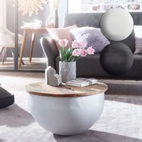 FineBuy Couchtisch Mango 60x34x60 cm Massivholz Metall Tisch Industrial Rund, Design Wohnzimmertisch mit Stauraum, Loungetisch Sofatisch Modern | Farbe: Weiß FineBuy Couchtisch Mango 60x34x60 cm Massivholz Metall Tisch Industrial Rund, Design Wohnzimmertisch mit Stauraum, Loungetisch Sofatisch Modern | Farbe: Weiß
