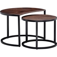 FineBuy Couchtisch Set 2er Mango Massivholz rund Natur · Wohnzimmertisch Beistelltisch mit Metallgestell Schwarz · Satztische im Industrial Design | Farbe: Schwarz FineBuy Couchtisch Set 2er Mango Massivholz rund Natur · Wohnzimmertisch Beistelltisch mit Metallgestell Schwarz · Satztische im Industrial Design | Farbe: Schwarz