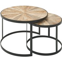 FineBuy Design Couchtisch 2er Set Mango Massivholz Satztisch Rund, Wohnzimmertisch mit Metallbeine Braun, Tischset 2-teilig Satztisch Holz / Metall Schwarz | Farbe: Braun FineBuy Design Couchtisch 2er Set Mango Massivholz Satztisch Rund, Wohnzimmertisch mit Metallbeine Braun, Tischset 2-teilig Satztisch Holz / Metall Schwarz | Farbe: Braun