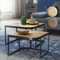 FineBuy Couchtisch 2er Set Mango Massivholz / Metall Wohnzimmertisch Braun, Industrial Satztisch Beistelltisch Metallbeine Schwarz, Tischset 2-teilig Satztisch Holz | Farbe: Braun FineBuy Couchtisch 2er Set Mango Massivholz / Metall Wohnzimmertisch Braun, Industrial Satztisch Beistelltisch Metallbeine Schwarz, Tischset 2-teilig Satztisch Holz | Farbe: Braun