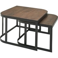 FineBuy Couchtisch 2er Set Mango Massivholz / Metall Wohnzimmertisch Braun, Industrial Satztisch Beistelltisch Metallbeine Schwarz, Tischset 2-teilig Satztisch Holz | Farbe: Braun FineBuy Couchtisch 2er Set Mango Massivholz / Metall Wohnzimmertisch Braun, Industrial Satztisch Beistelltisch Metallbeine Schwarz, Tischset 2-teilig Satztisch Holz | Farbe: Braun