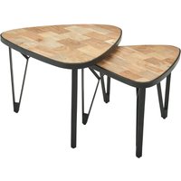 FineBuy Design Couchtisch 2er Set Mango / Akazie Massivholz Satztisch Dreieckig, Wohnzimmertisch Braun mit Metallbeine, Tischset 2-teilig Satztisch Holz / Metall Schwarz | Farbe: Braun FineBuy Design Couchtisch 2er Set Mango / Akazie Massivholz Satztisch Dreieckig, Wohnzimmertisch Braun mit Metallbeine, Tischset 2-teilig Satztisch Holz / Metall Schwarz | Farbe: Braun