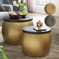 FineBuy Design Couchtisch 2er Set Mango Massivholz Satztisch Rund, Wohnzimmertisch Aluminium abnehmbarer Deckel, Beistelltisch Modern Metall / Holz 2-teilig mit Stauraum | Farbe: Silber FineBuy Design Couchtisch 2er Set Mango Massivholz Satztisch Rund, Wohnzimmertisch Aluminium abnehmbarer Deckel, Beistelltisch Modern Metall / Holz 2-teilig mit Stauraum | Farbe: Silber