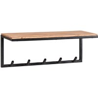 FineBuy Wandgarderobe Akazie Massivholz 70 cm mit Ablage – Garderobenpaneel mit Hutablage – Wand Garderobenleiste Hakenleiste – 5 Kleiderhaken Metall | Farbe: Braun FineBuy Wandgarderobe Akazie Massivholz 70 cm mit Ablage – Garderobenpaneel mit Hutablage – Wand Garderobenleiste Hakenleiste – 5 Kleiderhaken Metall | Farbe: Braun