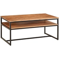 FineBuy Couchtisch Akazie Massivholz 100 cm · Wohnzimmertisch mit Ablage und schwarzem Metallgestell · Rechteckiger Industrial Tisch im modernen Loft Design | Farbe: Braun FineBuy Couchtisch Akazie Massivholz 100 cm · Wohnzimmertisch mit Ablage und schwarzem Metallgestell · Rechteckiger Industrial Tisch im modernen Loft Design | Farbe: Braun