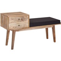 FineBuy gepolsterte Sitzbank 120 cm Massivholz Stoff mit Schublade – Retro Polsterbank fĂŒr Garderobe, Schlafzimmer, Wohnzimmer – Garderobenbank Eingangsbereich | Farbe: Schwarz FineBuy gepolsterte Sitzbank 120 cm Massivholz Stoff mit Schublade – Retro Polsterbank fĂŒr Garderobe, Schlafzimmer, Wohnzimmer – Garderobenbank Eingangsbereich | Farbe: Schwarz