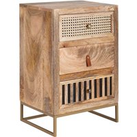 FineBuy Nachttisch aus Mango Massivholz mit Metallgestell und 3 Schubladen – Design Nachtkonsole im Boho & Natur Stil mit Wiener Geflecht, perfekte Nachtkommode für Boxspringbetten – 40x60x30 cm | Farbe: Braun FineBuy Nachttisch aus Mango Massivholz mit Metallgestell und 3 Schubladen – Design Nachtkonsole im Boho & Natur Stil mit Wiener Geflecht, perfekte Nachtkommode für Boxspringbetten – 40x60x30 cm | Farbe: Braun