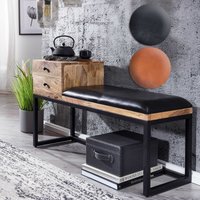 FineBuy Sitzbank Ziegenleder / Massivholz Bank 100x60x35 cm im Retro Stil, Flur Polsterbank Metall mit Stauraum, Gepolsterte Lederbank Aufbewahrung, Kleine Bettbank Flurbank | Farbe: Schwarz FineBuy Sitzbank Ziegenleder / Massivholz Bank 100x60x35 cm im Retro Stil, Flur Polsterbank Metall mit Stauraum, Gepolsterte Lederbank Aufbewahrung, Kleine Bettbank Flurbank | Farbe: Schwarz