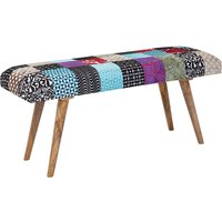 FineBuy gepolsterte Sitzbank 120 cm Patchwork – Retro Polsterbank für Garderobe Schlafzimmer & Wohnzimmer – Garderobenbank Eingangsbereich – Handmade | Farbe: Bunt FineBuy gepolsterte Sitzbank 120 cm Patchwork – Retro Polsterbank für Garderobe Schlafzimmer & Wohnzimmer – Garderobenbank Eingangsbereich – Handmade | Farbe: Bunt