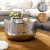 FineBuy Couchtisch Aluminium 60x60x35 cm Wohnzimmertisch Hammerschlag, Designer Sofatisch Rund Alu Orientalisch, Runder Kaffeetisch Metall Klein | Farbe: Gold FineBuy Couchtisch Aluminium 60x60x35 cm Wohnzimmertisch Hammerschlag, Designer Sofatisch Rund Alu Orientalisch, Runder Kaffeetisch Metall Klein | Farbe: Gold