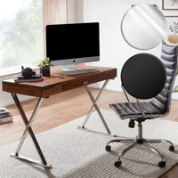 FineBuy Schreibtisch 120x55x78 cm Sheesham Massivholz / Metall, Design Bürotisch mit Schublade, HomeOffice Laptoptisch Computertisch mit Stauraum | Farbe: Silber FineBuy Schreibtisch 120x55x78 cm Sheesham Massivholz / Metall, Design Bürotisch mit Schublade, HomeOffice Laptoptisch Computertisch mit Stauraum | Farbe: Silber