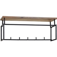 FineBuy Wandgarderobe Mango Massivholz 70 cm mit Ablage – Industrial Garderobenpaneel mit Hutablage – Wand Garderobenleiste Hakenleiste – 5 Metall Kleiderhaken & Kleiderstange | Farbe: Braun FineBuy Wandgarderobe Mango Massivholz 70 cm mit Ablage – Industrial Garderobenpaneel mit Hutablage – Wand Garderobenleiste Hakenleiste – 5 Metall Kleiderhaken & Kleiderstange | Farbe: Braun