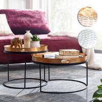 FineBuy Couchtisch 2er Set Metall Hammerschlag Satztisch Rund, Sofatisch abnehmbares Tablett, Tabletttisch Sofa 2 teilig Modern, Runder Beistelltisch | Farbe: Gold FineBuy Couchtisch 2er Set Metall Hammerschlag Satztisch Rund, Sofatisch abnehmbares Tablett, Tabletttisch Sofa 2 teilig Modern, Runder Beistelltisch | Farbe: Gold