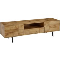 FineBuy Lowboard Holz Eiche-Dekor 160x46x43 cm TV-Kommode mit zwei Türen, Design TV-Schrank Hoch, Fernsehtisch Fernsehschrank Modern, Fernsehkommode Wohnzimmer
