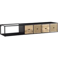 FineBuy Lowboard Hängend Mango Massivholz / Metall 150x25x35 cm TV-Schrank Schwarz, Design Fernsehtisch Wiener Geflecht Modern, Fernsehschrank Wand, TV-Kommode Fernsehkommode zum Aufhängen | Farbe: Schwarz FineBuy Lowboard Hängend Mango Massivholz / Metall 150x25x35 cm TV-Schrank Schwarz, Design Fernsehtisch Wiener Geflecht Modern, Fernsehschrank Wand, TV-Kommode Fernsehkommode zum Aufhängen | Farbe: Schwarz