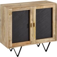 FineBuy Sideboard 80x75x35 cm Mango Massivholz / Stein-Optik Anrichte, Kommode mit 2 Türen, Kleiner Kommodenschrank Holz Massiv, Standschrank Mehrzweckkommode mit Metallgestell | Farbe: Braun FineBuy Sideboard 80x75x35 cm Mango Massivholz / Stein-Optik Anrichte, Kommode mit 2 Türen, Kleiner Kommodenschrank Holz Massiv, Standschrank Mehrzweckkommode mit Metallgestell | Farbe: Braun