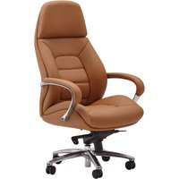 FineBuy Design Bürostuhl Bezug Echtleder Caramel Schreibtischstuhl bis 120 kg, XXL Design Chefsessel höhenverstellbar, Drehstuhl ergonomisch mit Armlehnen & hoher Rückenlehne, Wippfunktion | Farbe: Braun FineBuy Design Bürostuhl Bezug Echtleder Caramel Schreibtischstuhl bis 120 kg, XXL Design Chefsessel höhenverstellbar, Drehstuhl ergonomisch mit Armlehnen & hoher Rückenlehne, Wippfunktion | Farbe: Braun