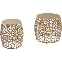FineBuy Beistelltisch 2er Set Aluminium Design Satztisch Metall Rund, Wohnzimmertisch Couchtisch Ast-Struktur Modern, Sofatisch 2-teilig Wohnzimmer Dekotisch | Farbe: Gold FineBuy Beistelltisch 2er Set Aluminium Design Satztisch Metall Rund, Wohnzimmertisch Couchtisch Ast-Struktur Modern, Sofatisch 2-teilig Wohnzimmer Dekotisch | Farbe: Gold