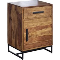 FineBuy Nachttisch Sheesham Massivholz mit Metallgestell, Schublade und Tür – Nachtkonsole im Industrial Design, handgefertigt – Nachtkästchen für Boxspringbett 45x35x65 cm | Farbe: Braun FineBuy Nachttisch Sheesham Massivholz mit Metallgestell, Schublade und Tür – Nachtkonsole im Industrial Design, handgefertigt – Nachtkästchen für Boxspringbett 45x35x65 cm | Farbe: Braun