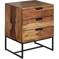 FineBuy Nachttisch Sheesham Massivholz mit Metallgestell und 3 Schubladen – Nachtkonsole im Industrial Design, handgefertigt – Nachtkästchen für Boxspringbett 50x40x65 cm | Farbe: Braun FineBuy Nachttisch Sheesham Massivholz mit Metallgestell und 3 Schubladen – Nachtkonsole im Industrial Design, handgefertigt – Nachtkästchen für Boxspringbett 50x40x65 cm | Farbe: Braun