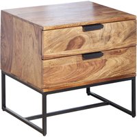 FineBuy Nachttisch Sheesham Massivholz mit Metallgestell & 2 Schubladen – Nachtkonsole im Industrial Design, handgefertigt – Nachtkästchen 50x40x51cm | Farbe: Braun FineBuy Nachttisch Sheesham Massivholz mit Metallgestell & 2 Schubladen – Nachtkonsole im Industrial Design, handgefertigt – Nachtkästchen 50x40x51cm | Farbe: Braun